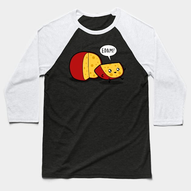 Funny Original Cute Kawaii Edam Freedom Cheese Cartoon Baseball T-Shirt by Originals By Boggs